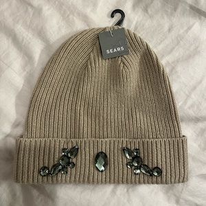 Nude beanie w/ rhinestones ✨